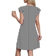 thumbnail image 6 of Blmnix Peplum Dress for Women Shift with Pockets Striped Dress Under Dresses Short Sleeve Black V-Neck Mini Adaptable Women's Summer Dresses L, 6 of 6