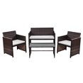 thumbnail image 3 of Gymax 4 PC Rattan Patio Furniture Set Garden Lawn Sofa Cushioned Seat Wicker Sofa, 3 of 8