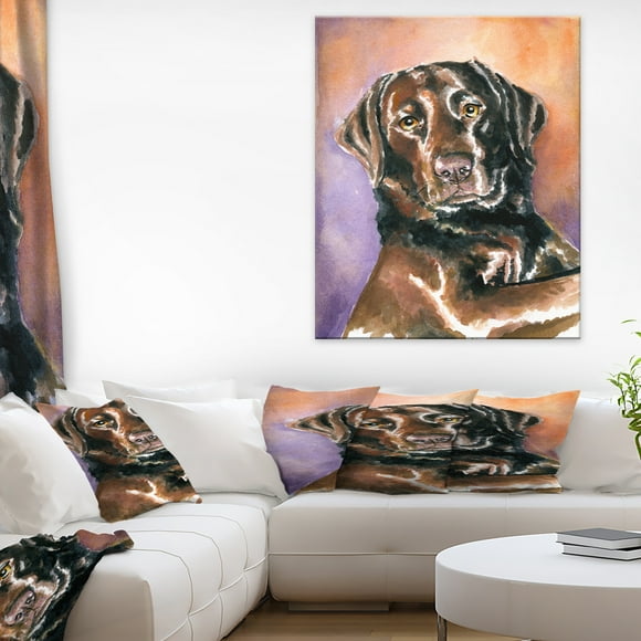 Brown Dog Watercolor - Abstract Canvas Art Print
