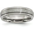 thumbnail image 2 of Chisel Titanium Brushed and Polished 6.2mm Grooved Edge Band Earrings, 2 of 8