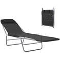 thumbnail image 3 of Outsunny Portable Sun Lounger, Lightweight Folding Chaise Lounge Chair w/ Adjustable Backrest & Pillow for Beach, Poolside and Patio, Black, 3 of 10