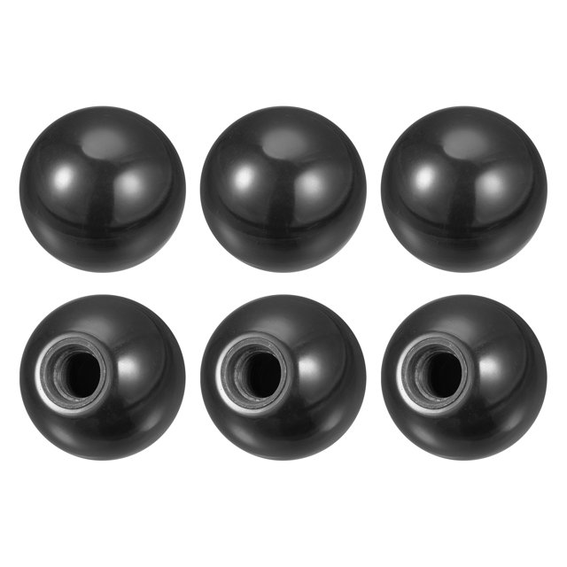 Unique Bargains Threaded Ball Knobs, 1.57Inch Dia M12 Female Thread Thermoset Round Ball Handles, Black 6 Pack