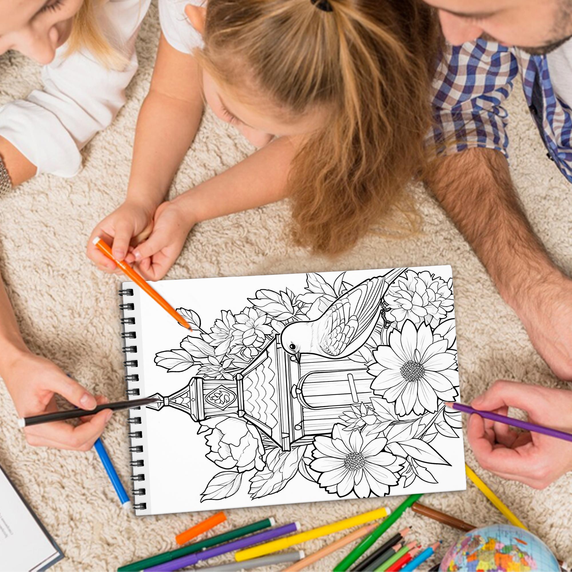 TPLHOUSE Victorian Interior Coloring Book Spiral Bound for Adult, Premium Cover