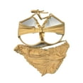 thumbnail image 2 of Victoria's Secret Bikini Swim 2 Piece Set Full Coverage Push-Up Top & Ruched Ruffle Cheeky Bottom Shiny Gold 34DDD/Medium NWT, 2 of 2