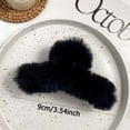 thumbnail image 2 of Fashion Barrette Pure Color Autumn Winter Plush Hair Clip Hairgrips Faux Fur Hair Claws Hairpins DARK COFFEE, 2 of 8