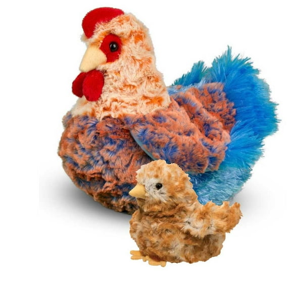 Douglas Henrietta Blue Lace Hen and Chick Plush Chickens