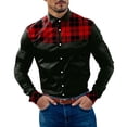 thumbnail image 1 of Camisas s Para Hombre Camisa de manga larga con botón de solapa y bloque de color a cuadros informal a la para hombre (Black, XL), 1 of 5