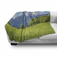 thumbnail image 2 of Europe Soft Flannel Fleece Throw Blanket, Blooming Flowers Snowcapped Mountain Tops in Background National Park Bavaria, Cozy Plush for Indoor and Outdoor Use, 70" x 90", Green Sky Blue, by Ambesonne, 2 of 5