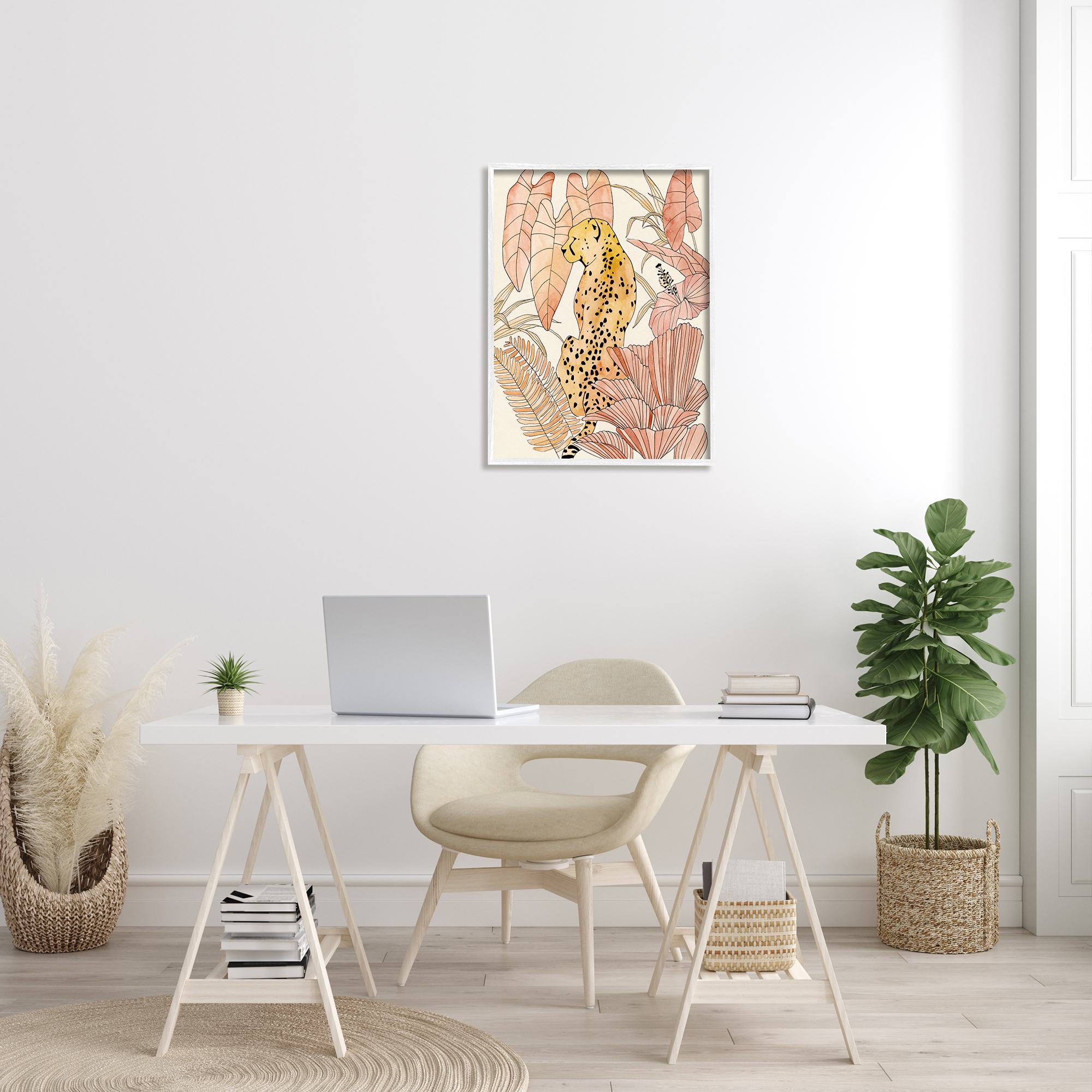Stupell Industries Tropical Cheetah Blush Forest Palm Fern Fronds, 24 x 30, Design by Annie Warren