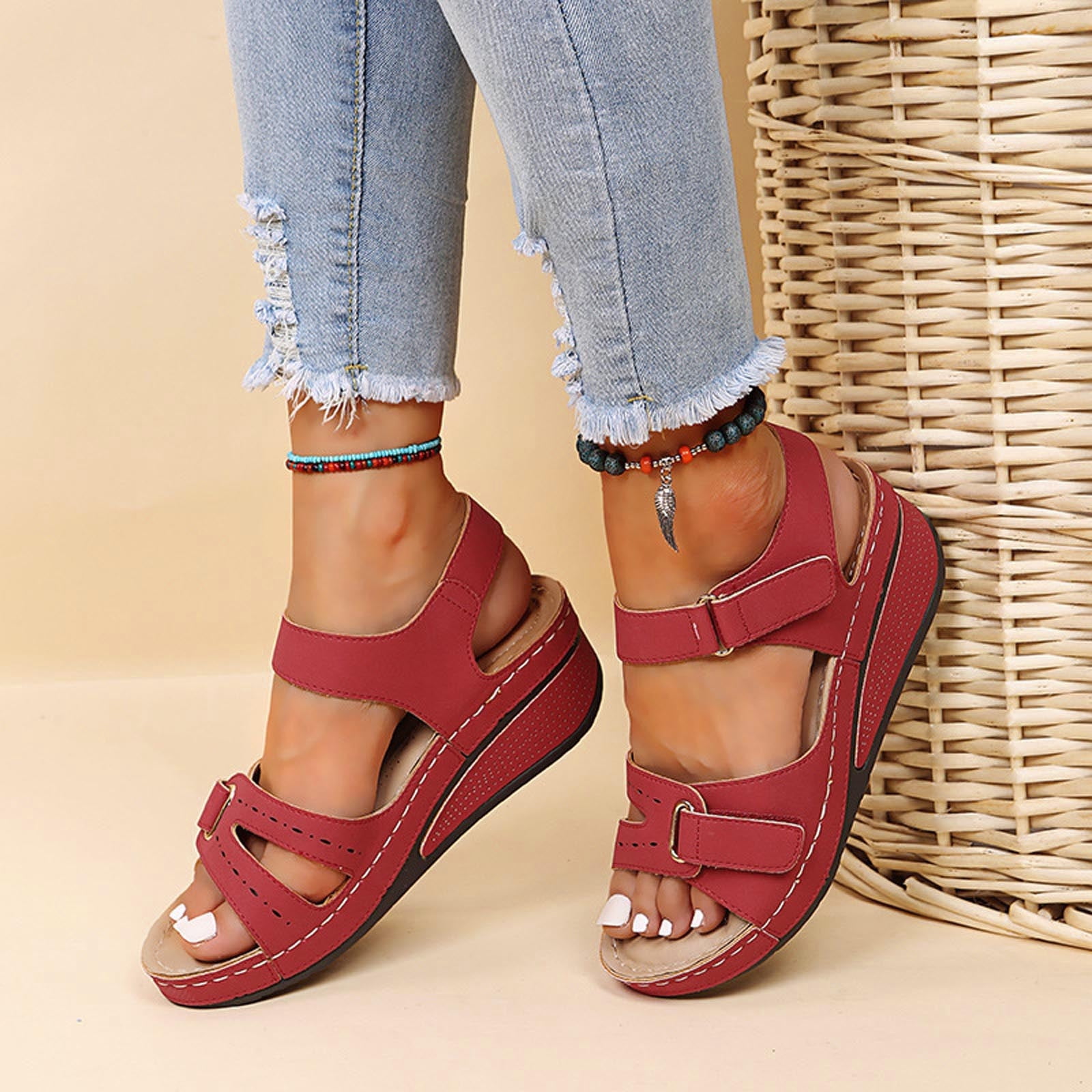 Women'S Sandals On Clearance Summer Ladies Slippers Casual Women'S Shoes Lightweight Platform Wedges Sandals Rollback