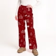 thumbnail image 5 of Women's Soft Comfortable Plush Casual Pyjama Bottoms with Christmas Snowflake and Tree Print, Home Sleep Pants for Winter Wear, Cozy Lounge Pants and Indoor Use, Wine, XL, 5 of 5