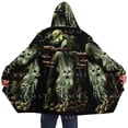 thumbnail image 3 of Capa Gruesa y cálida con capucha para hombres, abrigo con estampado 3D de calavera de sangre y muerte, bata de lana a prueba de viento, manta con capucha-4, 3 of 4