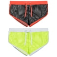 thumbnail image 2 of TANBOM Men's Mesh Polyester Drawstring Boxer Briefs Underwear, Black/Fluorescent Green, M, 2-Pack, 2 of 6