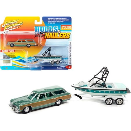 Johnny Lightning 1973 Chevy Caprice Wagon Con Barca E Rimorchio – Modello Da Collezione - 3