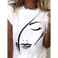 thumbnail image 2 of Camiseta informal con estampado de cara para mujer, ropa de calle de manga corta, estilo Harajuku, gran oferta, 2 of 5