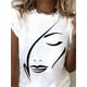 thumbnail image 2 of Camiseta informal con estampado de cara para mujer, ropa de calle de manga corta, estilo Harajuku, gran oferta, 2 of 5