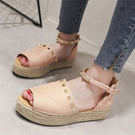 

Women Casual Sandals Straw Knitting Open Toe Thick Sole Female Shoes for Summer Accessories Comfortable Sandals Shoes Straw Knitting Open Toe Thick Sole Women Summer Casual 35