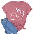 thumbnail image 4 of Trendfront Womens Horse Dog T Shirt Heart Line Art Print Short Sleeve Crew Neck Animal Lover Casual Graphic Tees, 4 of 4