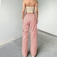 thumbnail image 6 of Puntoco Pants for women Cargo Pants for Women High Waisted Casual Pants Baggy Stretchy Wide Leg Y2K Streetwear with 6 Pockets Pink 10(XL), 6 of 7