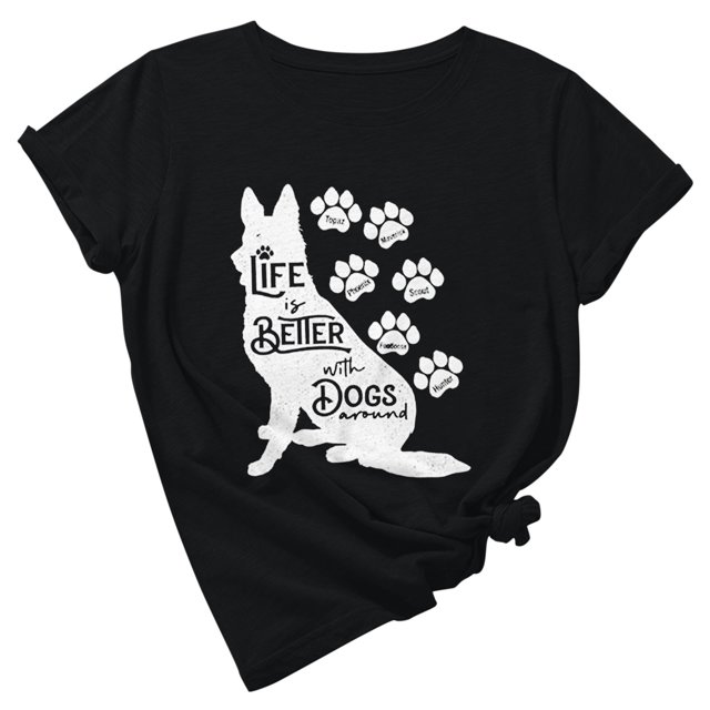 Camiseta de manga corta con estampado de animales y cuello redondo suelto a la moda de verano para mujer Pompotops hfajkhk135141
