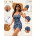 thumbnail image 4 of Zando Womens One Piece Swimsuits with Drawstring Slimming Tummy Control Swim Dress Printed Bathing Suit with Bottom Dark Blue Dots L, 4 of 7