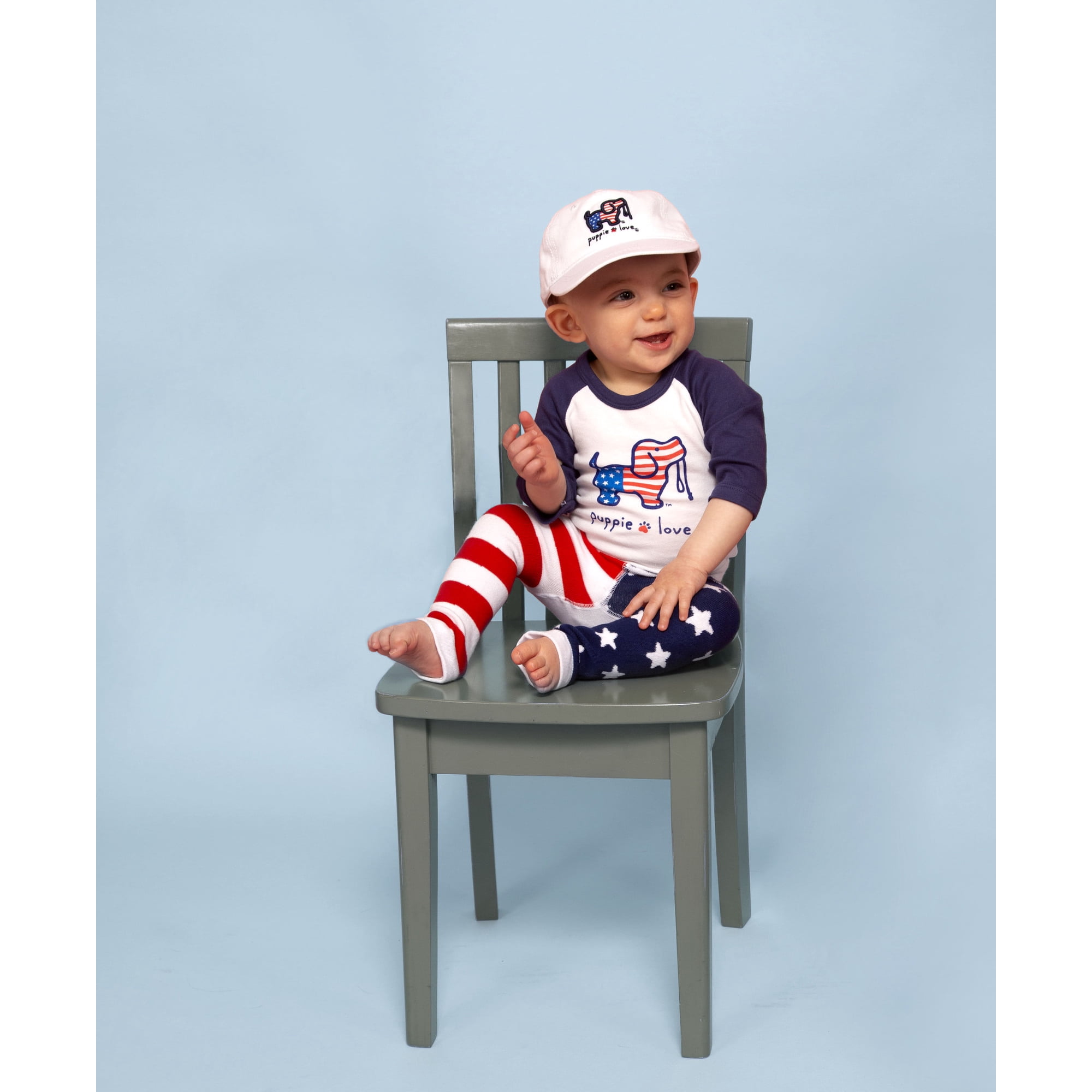 USA - 6-12 Months 3/4 Length Navy Sleeve Onesie