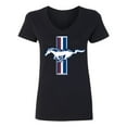thumbnail image 2 of Wild Bobby Ford Mustang Retro USA Vintage Logo Classic Bar, Cars and Trucks Women Standard V-Neck Tee, 2 of 6
