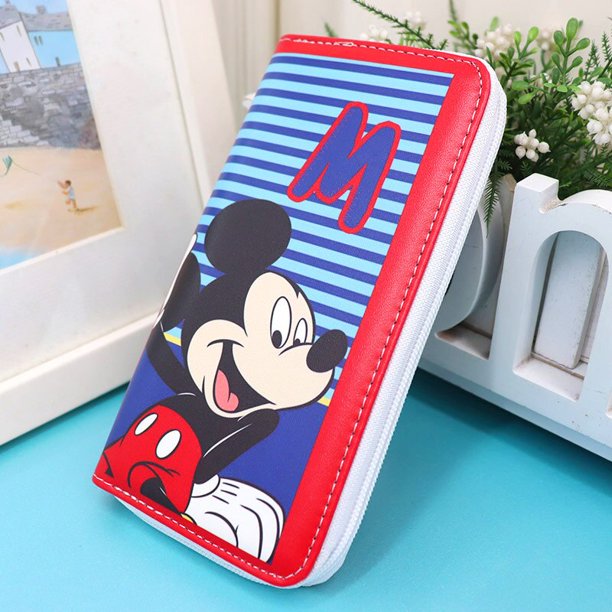Cartera de mujer de moda de Disney Mickey Mouse Frozen Pu estampado largo de dibujos animados monedero Minnie Stitch Kawaii monedero de alta capacidad regalo Gao Jinjia LED