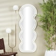 thumbnail image 2 of DecMode 24" x 63" White Wavy Abstract Wall Mirror with Layered Frame, 2 of 10