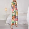 thumbnail image 3 of Fuzoiu Succulent And Cactus Print Women's Long-Sleeved Pajama,Lounge Button Down Nightwear,Womens Notch Collar Pajama Set-Large, 3 of 7