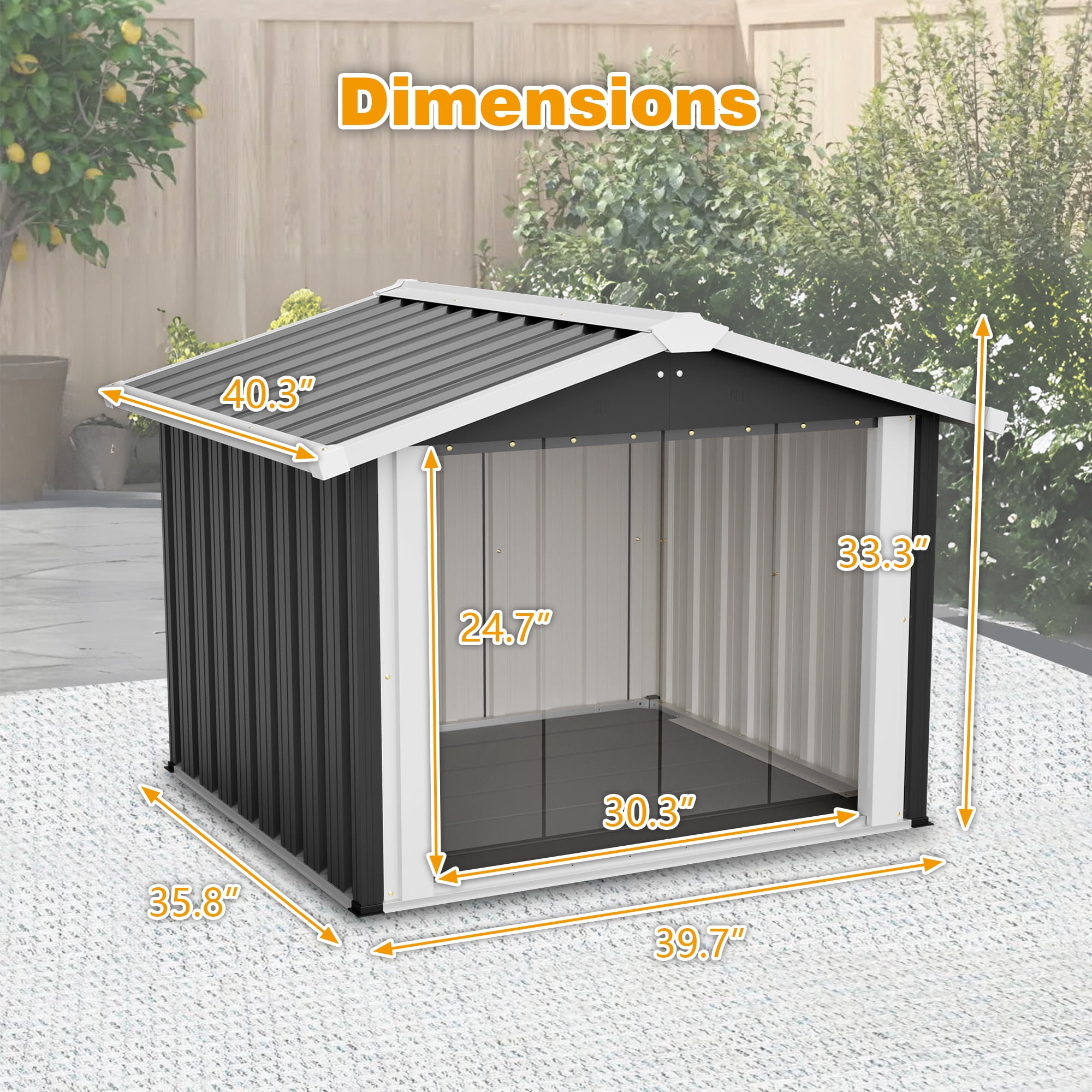 LZBEITEM Waterproof Metal Dog House for Small to Large Sized Dogs, Indoor Outdoor Doghouse Dog Kennel  Weather Pet Shelter
