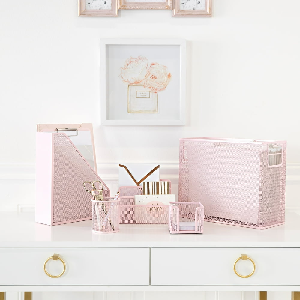 Blu Monaco 5 Piece Pink Office Supplies Desk Organizer Set - Walmart