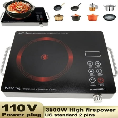SAVALETOR Electric Cooktop Single Burner,3500W Portable Cooktop Countertop Waterproof,Multifunction Electric Induction Hot Plate Cooker with Touch Control Panel 4 Hours Timer(110V)