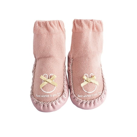 

DNDKILG Newborn Infant Girls Boy Bowknot Spring Summer Fall First Walkers Shoes Slippers Baby Toddler Non-Slip Cartoon Floor Socks Pink 0-2Y