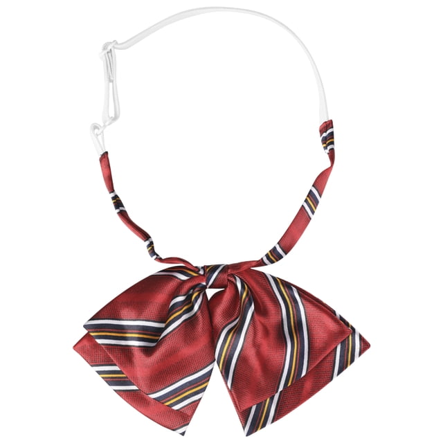 INSPIRE CHIC Bonito uniforme de doble capa con lazo preatado, corbatas de rayas para mujeres, casual escolar, rojo, talla única