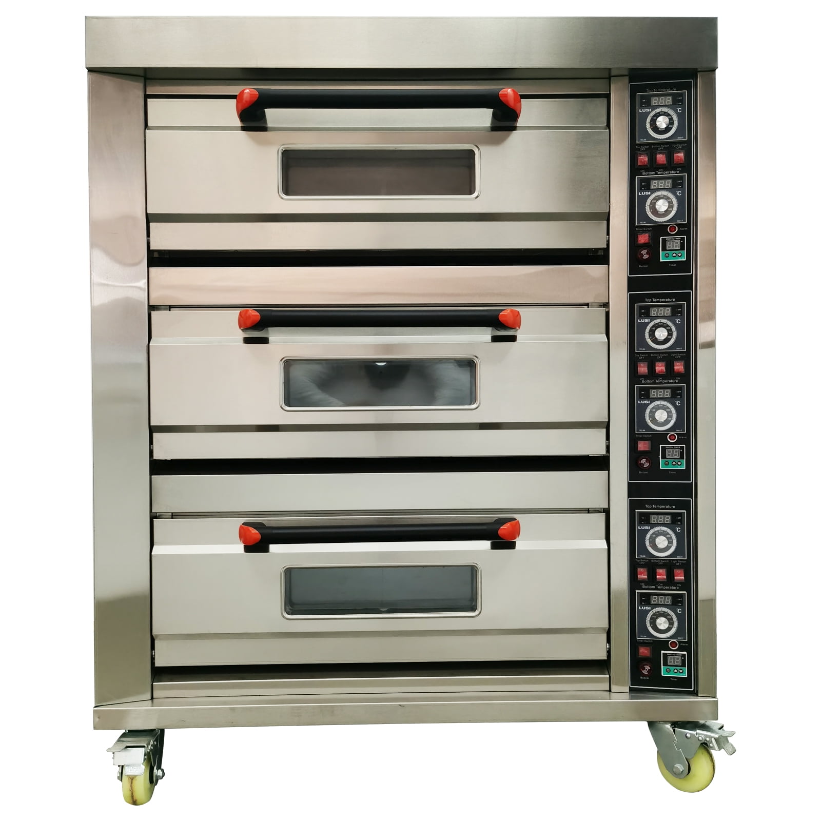 Techtongda Commercial Movable Three-layer Electric Triple Pizza Oven 6 Baking Sheets 220V