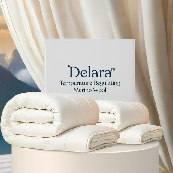 Delara Twin Size Organic Wool Comforter Duvet Insert 88x92 - Ultra-Soft Certified GOTS 100% Organic All Season Merino Wool Comforter Hotel Collection 500 GSM All Season Warmth