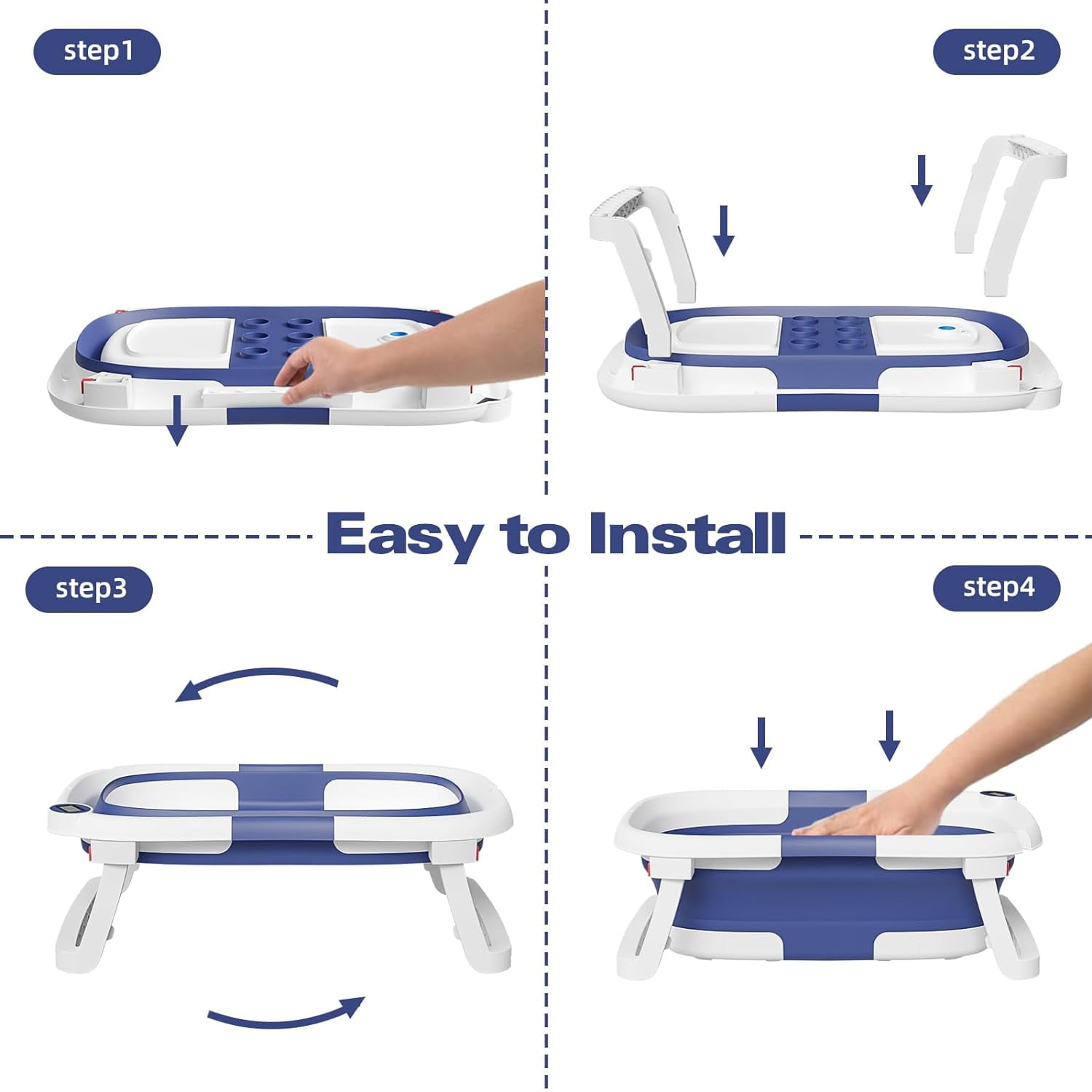 Prociv Foldable Baby Bathtub for Infants to Toddler,Portable Travel Bathtub Multifunctional Bathtub with Drain Hole, Baby Bathtub for Newborn 0-36 Month Gray (with Net)