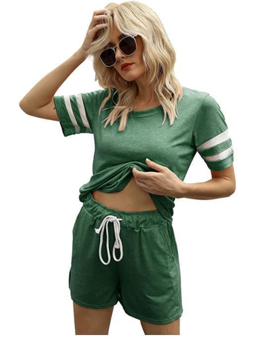 Women Pajamas Set Short Sleeve Sleepwear Summer Nightwear Loungewear ...