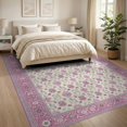 thumbnail image 3 of ODIKA 8'x10' Washable Area Rug Dusty Lilac Rose Pink Trellis Garden Scroll Medallion Border for King Size Bedroom Under Bed, Master Suite, Non-Shedding, Easy Care, 3 of 7