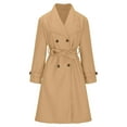 thumbnail image 5 of Aueoeo Women's Double-breasted Coat Lapel Collar Jacket Spring Trench Long-sleeved Casual Coat With Pockets, 5 of 6