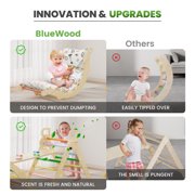 BlueWood Pikler Triangle Set Foldable Wooden Indoor 8-in-1 for Ages 6 Months to 6 Years Multicolor 150 lb Max Load 4-Piece