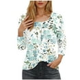 thumbnail image 1 of Blusas para las Mujeres Casual, 3/4 Manga Floral Estampado Camiseta de Moda Top Hecho de Poliéster Transpirable Suave para el Uso Diario de Primavera Otoño, Tops de Blusa para las Mujeres, 1 of 5