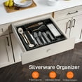 thumbnail image 5 of GPED Silverware Drawer Organizer, Expandable Clear Acrylic Silverware Organizer, Kitchen Drawer Organizer for Utensils, Adjustable Cutlery Tray, Office, Supplies-9 Compartments, Large, Black, 5 of 7