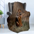 thumbnail image 4 of Dog Soft Flannel Fleece Throw Blanket, Portrait of a Young German Shepherd in an Autumn Park, Cozy Plush for Indoor and Outdoor Use, 50" x 60", Sepia Grey, by Ambesonne, 4 of 5
