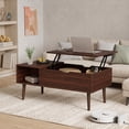 thumbnail image 4 of edx Wooden Lift Top Coffee Table with Hidden Compartments and Adjustable Shelves - Ideal for Small Homes, Apartments, Reception Rooms, Dark Brown, 4 of 11