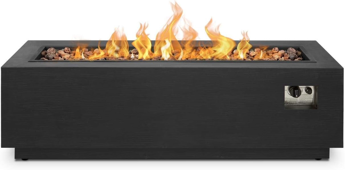 Real Flame Lanesboro 48" Rectangle Steel Propane or Natural Gas Fire Pit Table in Gray