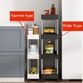 thumbnail image 2 of 3/4 Tier Rolling Utility Cart Store Shelf Movable Gap Store Rack Kitchen Bathroom Slim Slide Organizer Shelf Livingroom Rack, 2 of 6