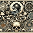 thumbnail image 3 of Ambesonne Gothic Art Duvet Cover Set, Mushroom Skulls Occult, Calking, Eggshell and Charcoal Grey, 3 of 6
