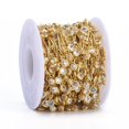 thumbnail image 2 of Handmade Brass Bar Link Chains with Clear Cubic Zirconia Charm and Spool Soldered Long-Lasting Plated Flat Round Real 18K golden Plated 7x4.5x2mm about 32.8 Feet(10m)/roll, 2 of 5
